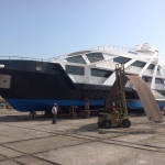 14 meters wide steel Liveaboard successfully lifted